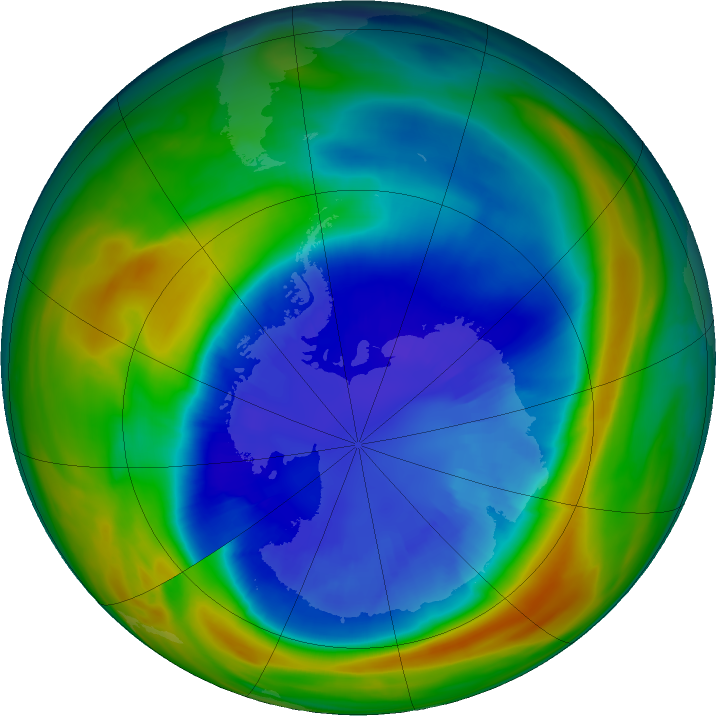 Antarctic ozone map for 05 September 2016